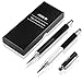 MEKO Stylus Pen 3 in 1 Rubber Tip and Micro Fiber Tip Stylus/Styli Ballpoint Pen (2Pcs) Metal Barrel with Rubber Grip Bundle with 2 Replacement Fiber Tips, 2 Rubber Tips,2 Refill Ink -Silver