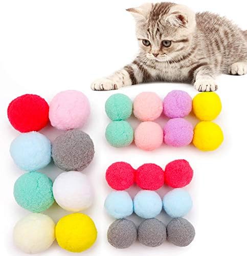 Hiitom 25枚入 猫おもちゃ 猫 ボール フェルトボール ペット用 噛むおもちゃ 遊び用 弾力 色彩豊か 運動不足 ストレス解消 色ランダム にじ色