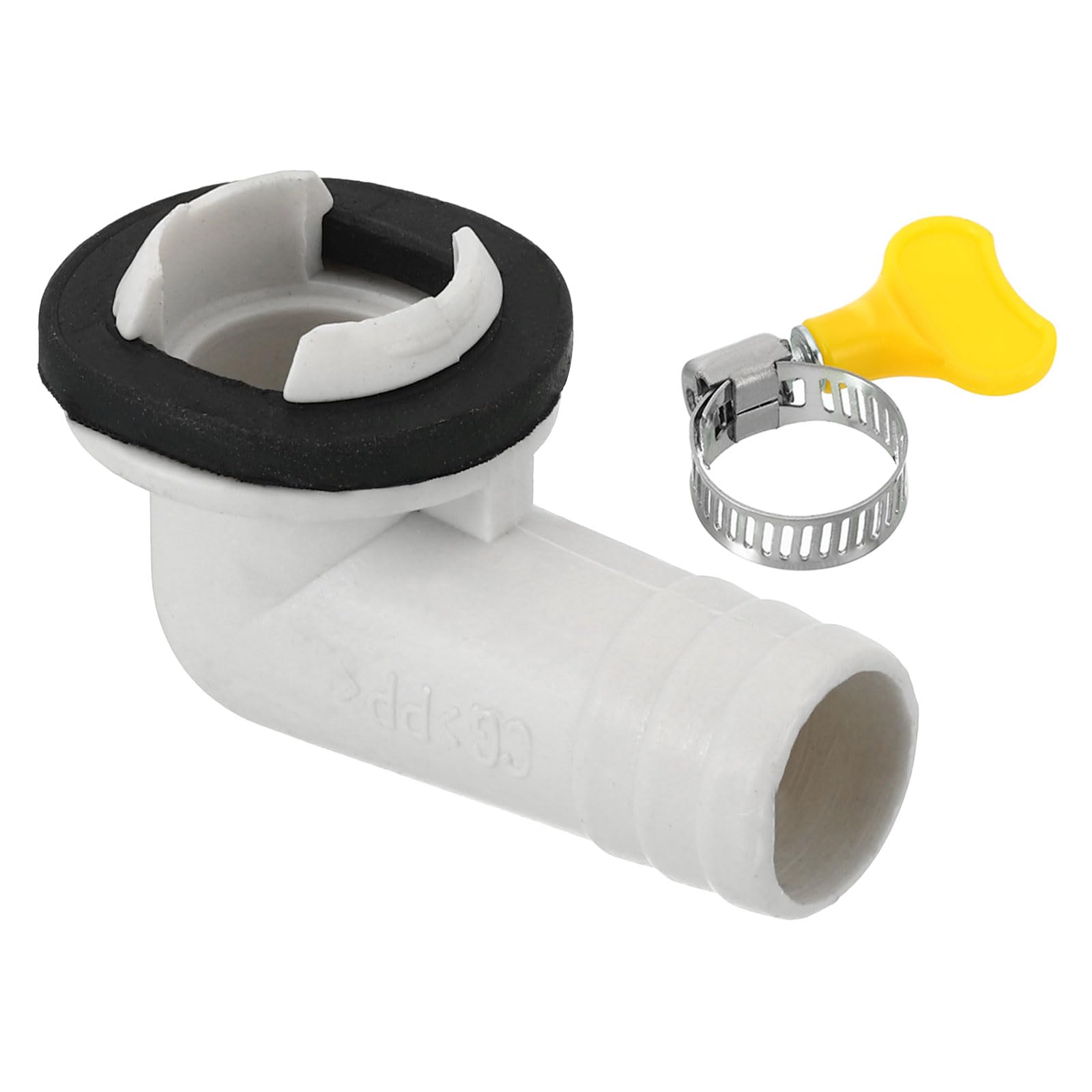 PATIKIL 15mm Air Conditioner Drain Hose Connector, 1 Pcs Universal Drain Connector with Clamp Hoop for Mini-Split Window AC Unit Faucet, White Style 10