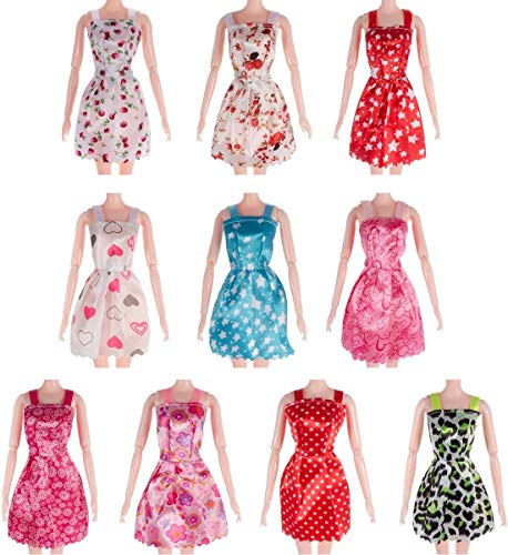 Avando 20PCS Doll Accessories, 10x Mix Cute Dresses 10x Shoes Dresses Gown with Shoes Outfit Set for Xmas Birthday Gift for Barbie Doll - Thumbnail 3