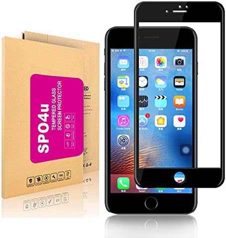iPhone 7 Plus Screen Protector, SPO4u 3D Full Coverage Ultra High Clear 9H Anti-Scratch, Anti-Fingerprint, Anti-Bubbles for iPhone 7 Plus Black