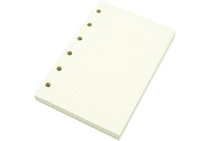6 Holes Binder Planner Refill with 4 Basic Designs, A7 Notebook Refill, 100gsm, Dot, Grid, Line, Blank Paper,4.84 x 3.23'', 80 sheets/160 Pages, Harphia