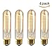 CTKcom Vintage Edison T10 40W Light Bulbs w/E26 E27 Base(4 Pack)-Tubular Nostalgic Filament Dimmable Incandescent Bulbs Antique Equivalent Lamps,Pendant Light for Home Light Fixtures E26/E27 110V