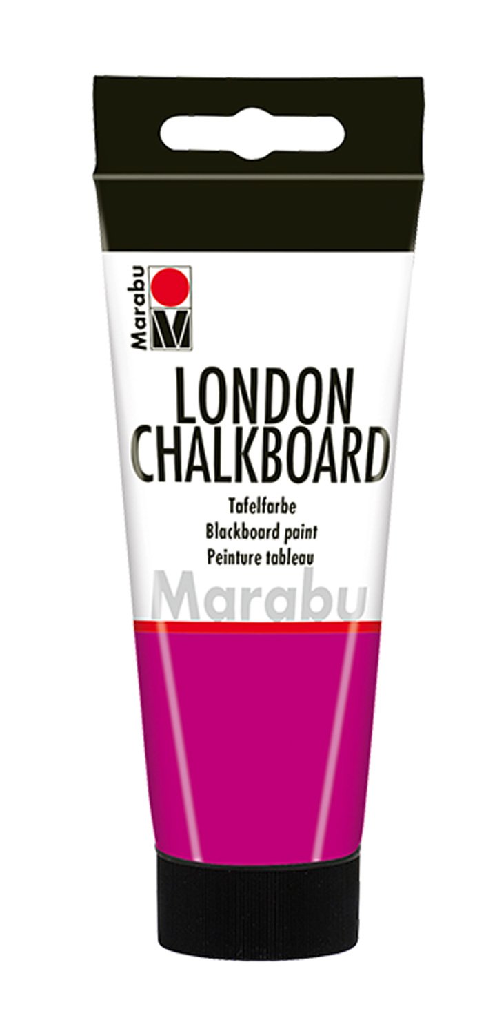 Marabu 100 ml Raspberry Water-Based Chalkboard Paint, High Coverage, Quick Drying, Saliva-Resistant, For Wood, MDF, Stone, Ceramic, Canvas