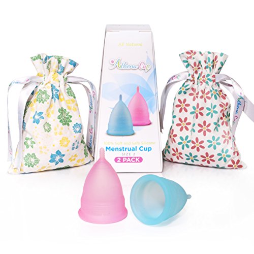 UPC 751109910478, Athena Period Cup – 2 Large Menstrual Cups set - Outperforms Brand Name Cups and Tampons – Take Charge of Your Cycle (Transparent Blue/Pink - Size 2)