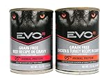 EVO Grain Free Wet Dog Food Variety Pack - 2 Flavors (Chicken / Turkey Recipe & Beef Recipe) - 13.2 Ounces Each (6 Total Cans)
