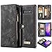 AKHVRS Galaxy S10 Plus Wallet Case,Handmade Premium Cowhide Leather Wallet Case,Zipper Wallet Case [Magnetic Closure] Detachable Magnetic Case & Card Slots for Samsung Galaxy S10 Plus - Black