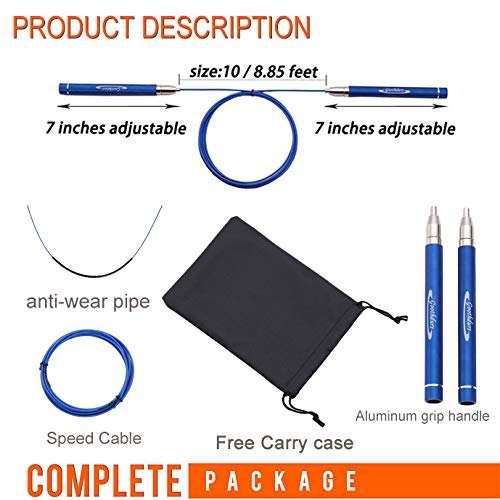 Goothdurs Speed Jump Rope Tangle-Free with Ball Bearing - Adjustable & Self-Locking Aluminum Skipping Ropes with Carrying Pouch Ideal for Crossfit Training, Boxing, and MMA Workouts