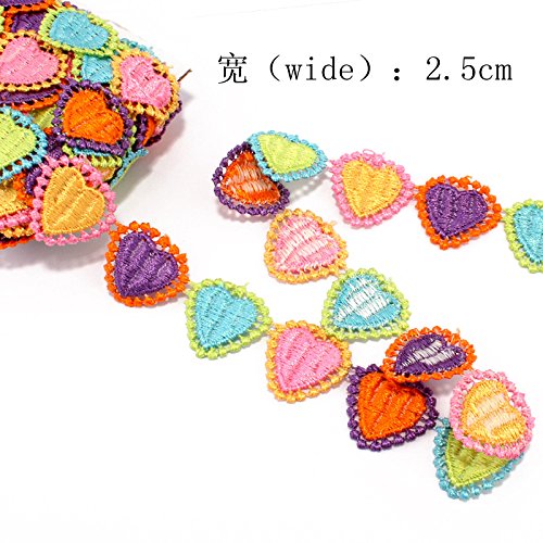 15 Yards Colorful Love Fabric Embroidery Polyester DIY Lace Applique Sewing Craft Lace Edge Trim Ribbon Edging Trimmings For Wedding Dresses Embellishment DIY Party Decor Clothes - Thumbnail 5