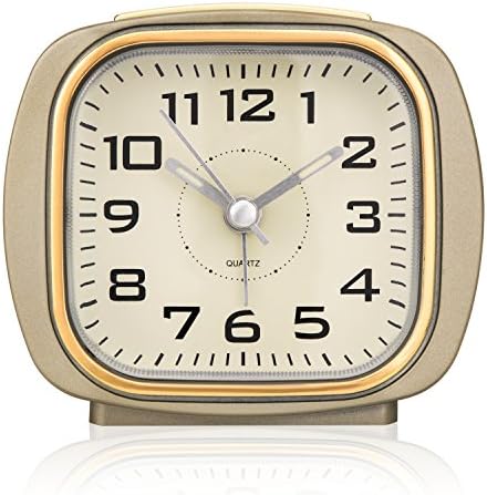 Alarm Clock,COCOMOON Analog Clock,Simple to Set ,Ascending Sounds ,With Nightlight and Snooze,Ascending Sound Alarm,Small ,Battery Powered(Gold)
