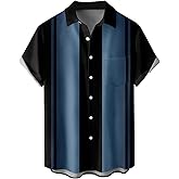 Hardaddy Men's Vintage Bowling Shirt Short Sleeve Button Down Hawaiian Summer Beach Printed Casual Shirts