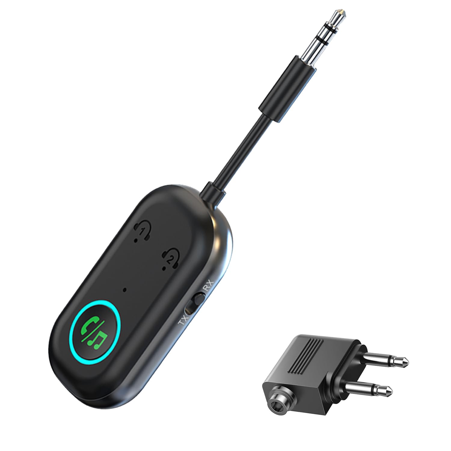 2026 Upgraded Bluetooth 5.3 Transmitter Receiver, Dual Pairing Wireless Aux Bluetooth Adapter Compatible with 2 AirPods & Wireless Headphones for TV, Airplane, Headphone, Airpods, Speaker, Car