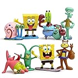 DeQian 8pcs Spongebob Figures, Cake Topper,Figure Action Set, Squidward Plankton Patrick Sandy Gary