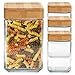 Anchor Hocking (4 Pack) 48 Ounce Glass Jars Container Bamboo Lid Airtight Seal Stackable