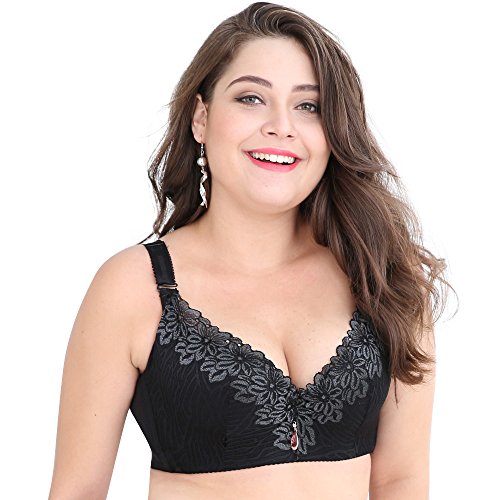 Lace Bras for Plus Size Women Black 42 Brassiere