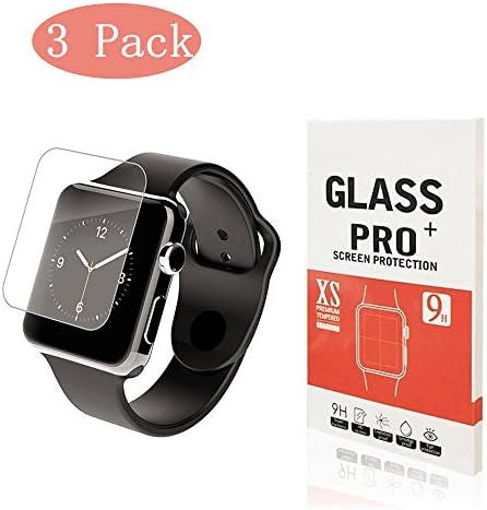 Linboll - [3-Pack] Apple Watch 38mm Tempered Glass Screen Protector - [Only Covers the Flat Area] Anti-Scratch, 9H Hardness, Bubble Free Screen Protector for Apple Watch 38mm