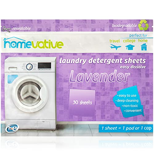 Homevative Laundry Detergent Sheets, Easy dissolve, 30 sheets, Lavender