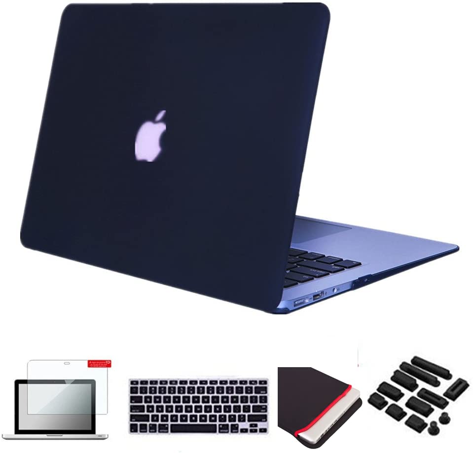 Se7enline Compatible with MacBook Air 11 inch Case A1465/A1370 2010/2011/2012/2013/2014/2015/2016 Laptop Hard Shell Case &Sleeve &Keyboard Cover &Screen Protector &Dust Plug,Black