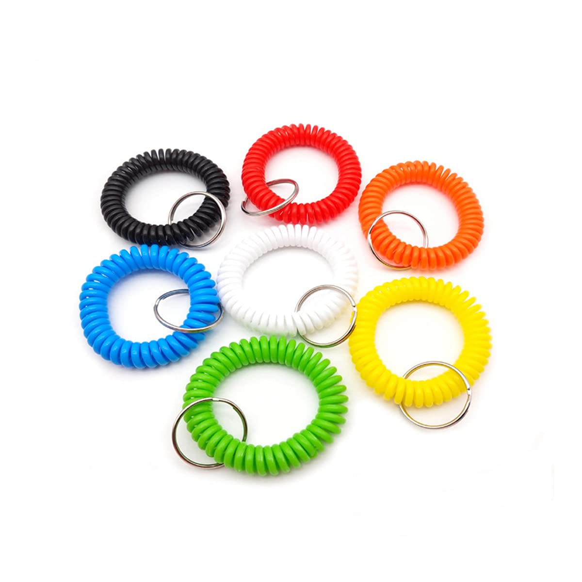 Bessy shop Wrist Keychain,7PCS Wristband Keychains Spring Spiral Stretch Coil Wristband Key Ring Key Chain, for Gym,Pool,Keys