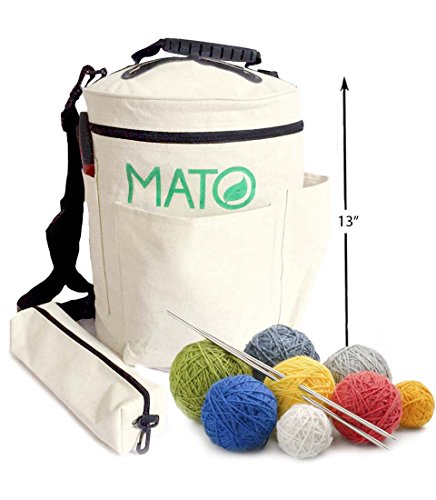 Mato Knitting Bag Yarn Storage Tote Organizer for Skeins Crochet Needle Hooks