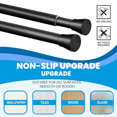 1 Shower Rod No Drilling Stainless Steel Curtain Rod No Holes Adjustable Telescopic Rod for Closet Bathroom Balcony Shower Curtain (85-160cm White)