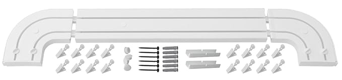 Sento 1-2- läufig Gardinenschiene Vorhangschiene Set Vorgebohrt mit Rundbögen und Gardinenrollen 220cm (2X 110cm) 2-läufig Ga