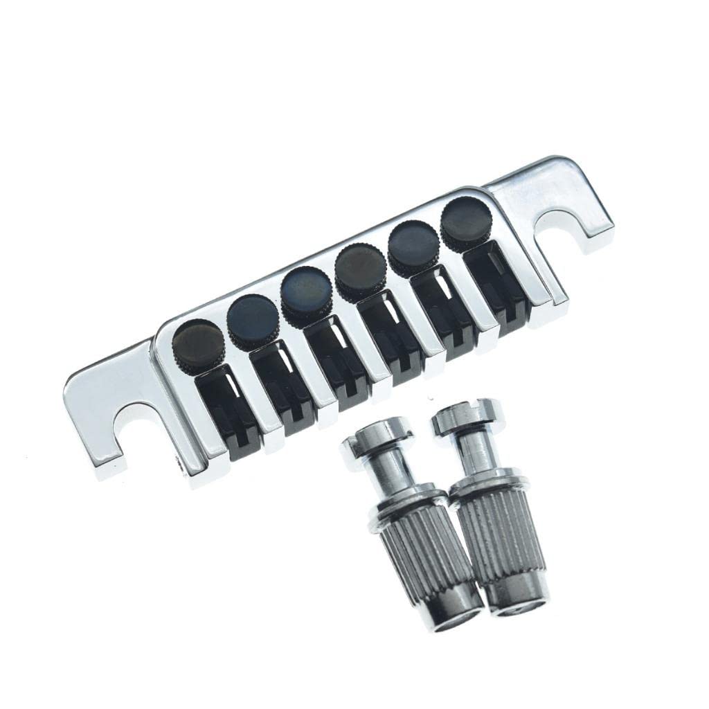 KAISH Electric Guitar TP-6 Style LP Bridge Stop Bar Vintage 70's Bridge Tailpiece with Fine Tuners/Studs for LP Les Paul/SG/ES Electric Guitars Chrome