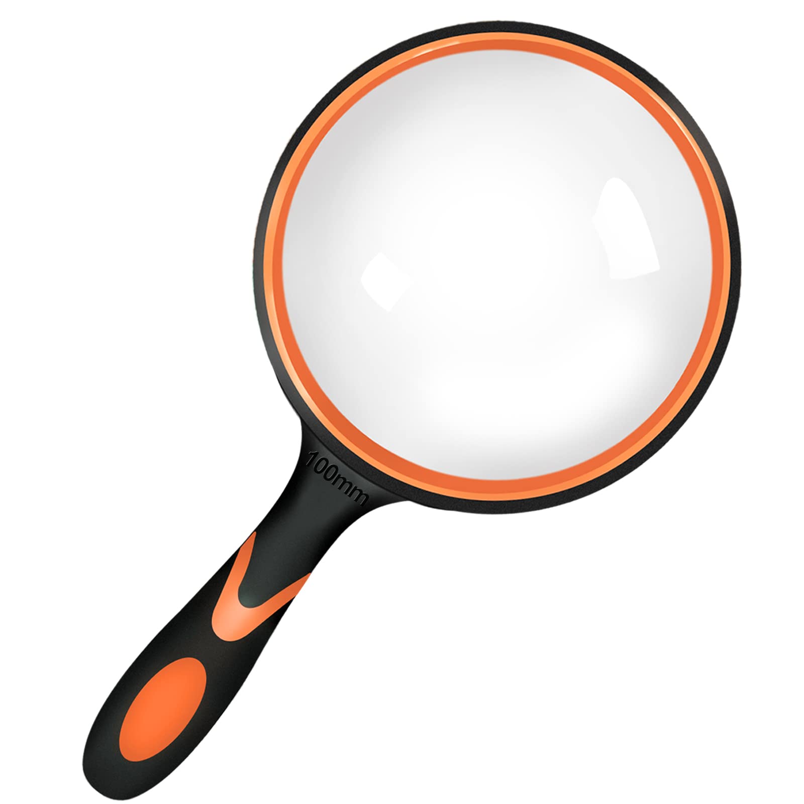 100mm Large Magnifying Glass, Strong Handheld Reading Magnifier Glasses Shatterproof magnifyf Lens with Non-Slip Rubber Hand-held Gift for Kids Boys Girls Children Insect Seniors Visually Impaired