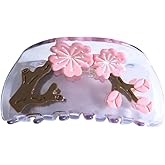 Fashion Translucent Flower Hair Clips,Novelty Acetate Hair Clip,Cute Cherry Blossom Claw Clips for Women