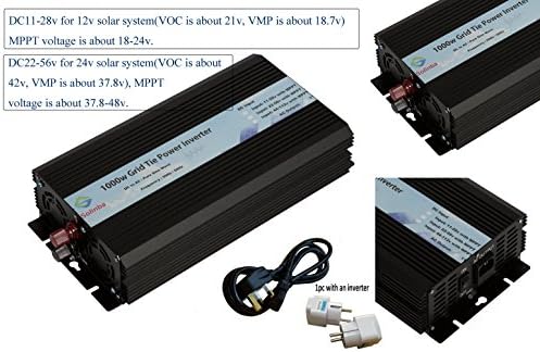 Solinba 1000w on Grid Tie pure sine wave Solar Inverter generator DC11v-28v to AC 220v UK plug EU adaptor