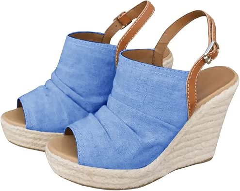 mid heeled chamois ankle strap peep toe basic casual wedge sandals