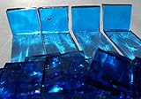 FortySevenGems 100 Pieces Stained Glass Mosaic Tiles 1/2-Inch Medium Blue Glass Textured