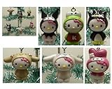 Hello Kitty Set of 6 Holiday Christmas Tree Ornaments Featuring Hello Kitty Dressed as My Melody, Keroppi, Kuromi, Bradte-Maru, Cinnamaroll, and Chibimaru