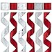Alonsoo Holiday Party Wired Christmas Ribbon Decorations, Assorted Organza Swirl Sheer Glitter Tulle Crafts Gift Wrapping Design Decorations 36 Yards (6 Roll x 6 yd) by 2.5 inch, White/Red…