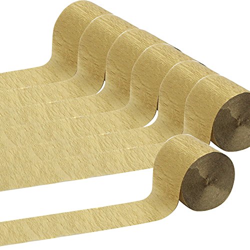 Coceca 82ft Gold Streamers Rolls Gold Crepe Paper Streamers, 6 Rolls, for Various Birthday Party Wedding Festival Party Decorations - Thumbnail 3