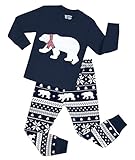 Boys Snow Bear Pajamas Girls 2 Piece 100% Cotton Clothes Sleepwear Set
