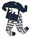 Boys Christmas Pajamas Snow Bear Girls 2 Piece Cotton Clothes Sleepwear Set (Blue,6T)