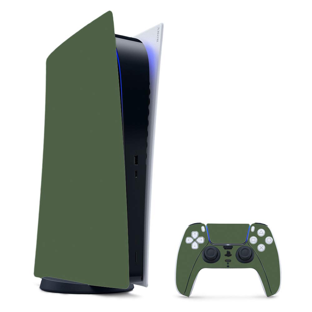 MightySkins Gaming Skin for PS5 / PlayStation 5 Digital Edition Bundle - Solid Olive | Protective Viny wrap | Easy to Apply and Change Styles | Made in The USA