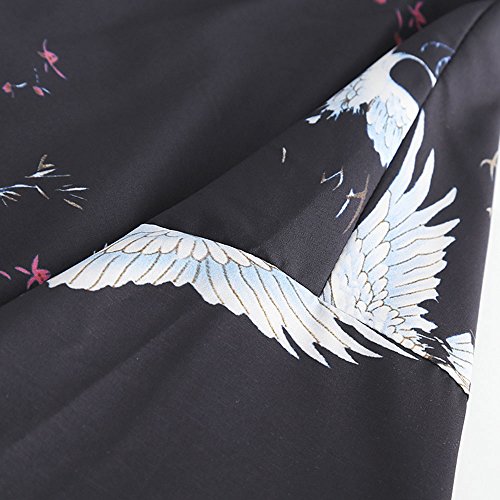 ZooBoo Japanese Kimono Dress Cardigan - Loose Jacket Clothing Robe Costume Bathrobe Sleepwear for Women Girls (Crane)