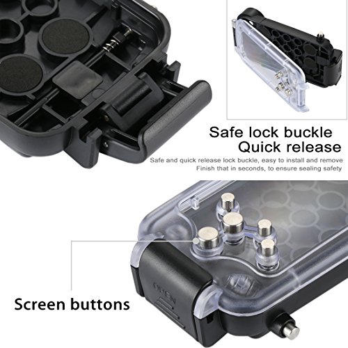 HAWEEL iPhone 7 Plus/ 8 Plus Underwater Housing Professional [40m/130ft] Diving Case for Diving Surfing Swimming Snorkeling Photo Video with Lanyard (iPhone 7 Plus/ 8 Plus, Black) - Thumbnail 2