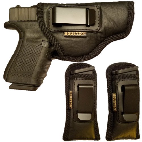 Combo ECO LEATHER Concealment Gun Holster + 2 Magazine Holster IWB With Metal Clip Fits GLOCK 19/23/32,WALTERS PK 380/PPS/CCP, Ruger SR9 C,S&W M&P c,H&K c (right) (CHP-57G+2CHMP5-RH)