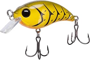 Bill Lewis ATV Squarebill Crankbait Fishing Lifelike Freshwater & Saltwater Lure 1.0 with Mustad Triple Grip Hooks, Green Pumpkin Craw
