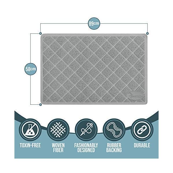 PetTech Jumo Tappetino Lettiera Gatto, 89 x 58 cm, Design alla Moda, Senza ftalati, Cattura e trappole lettiera…