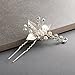 Mariell Bridal Hair Pin Stick with Hand-Painted Silver Leaves, Freshwater Pearl and Crystal Sprays