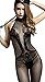 The Victory of Cupid Womens Sexy Fishnet Floral Crotchless Bodysuits Suspender Bodystocking, Black, One Size
