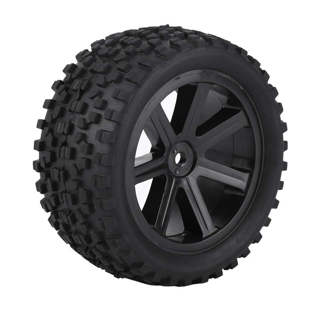 Tyenaza 1/10 Off-Road RC Tires, 1/10 RC Wheels RC Buggy Tires Plastic Rims and Black Square Pattern Rubber Tyres 4 Pack Universal Tire for All 1/10 RC Cars (Black)