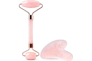 Ao Yee ZGL Gua Sha Facial Massage Tool and Roller Set, Facial Massager for Face, Neck, Arms, Eyes, Reduce Puffiness, Improve Wrinkles, Daily Self-Care Gift for Men and Women Emerald Green Pink White