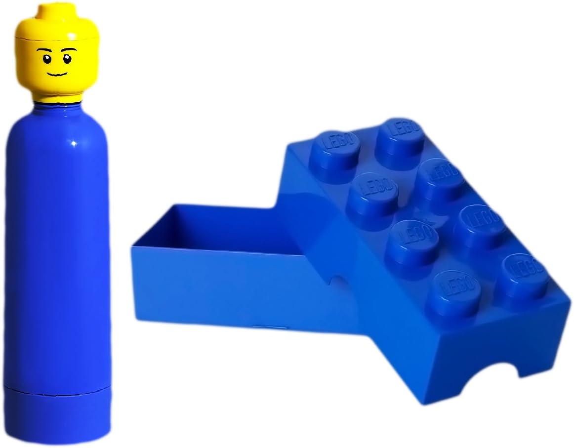 Lego Lunch Kit Bundle with Lunch Box and Water Bottle (Blue)
