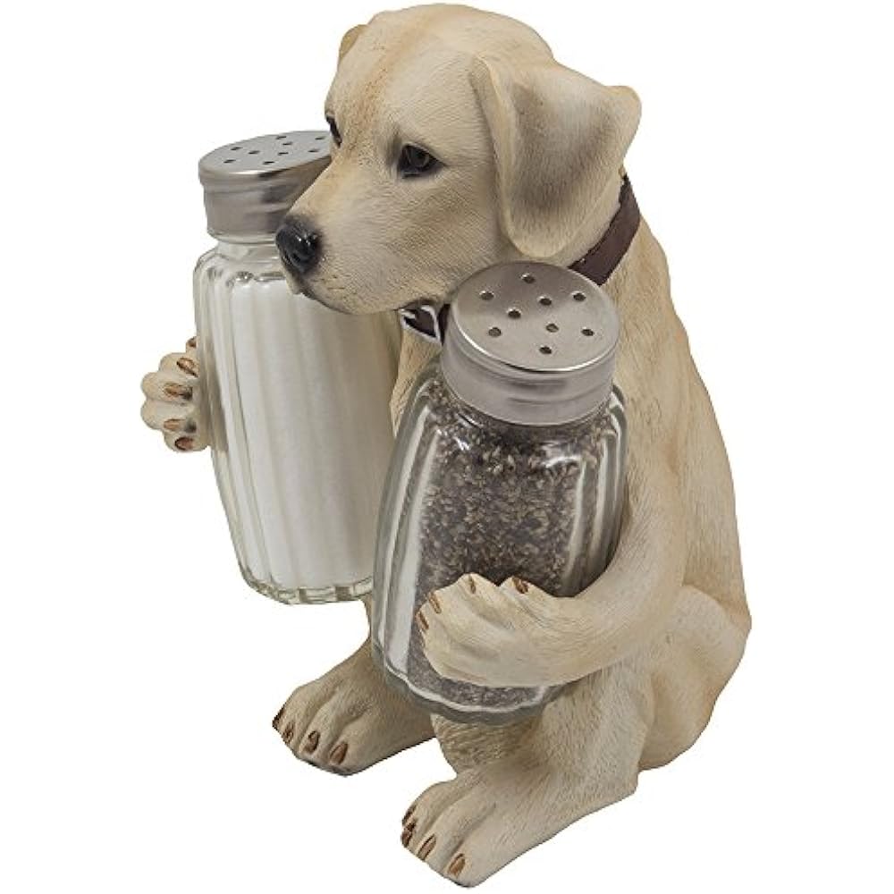 Labrador Retriever Salt And Pepper Shaker Set With Decorative Display