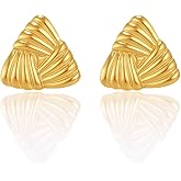 Gold Earrings for Women Trendy,Dainty 14K Gold Plated Chunky Statement Earrings Studs Hypoallergenic Earring Big Chunky Earrings for Women Trendy Gold Jewelry